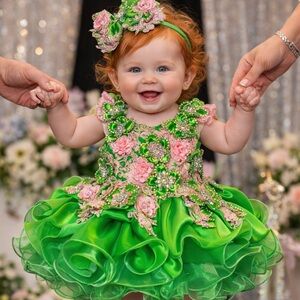 Baby girl pistachio cupcake princess Irish birthday party princess dress.